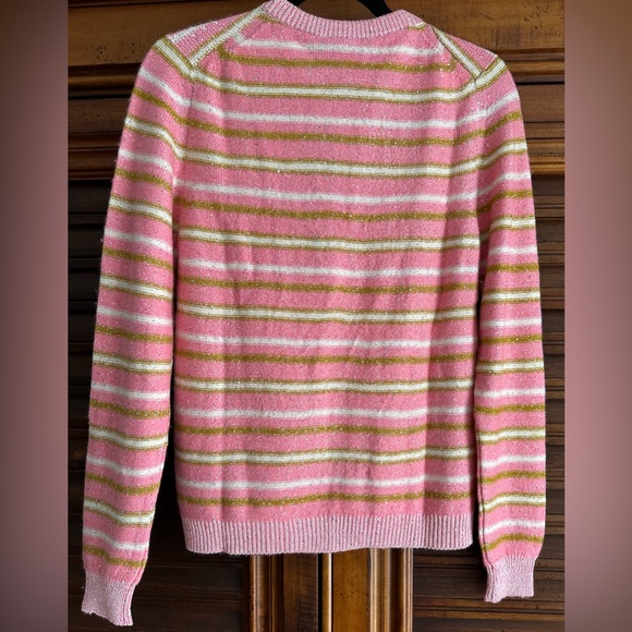 Happy Sheep crew neck  NWT Size Medium Pink-Green Sparkly with white stripes - Picture 8 of 10